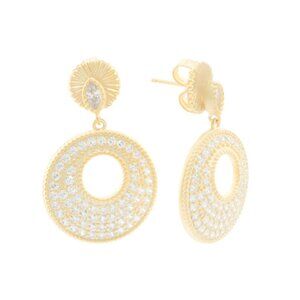 FREIDA ROTHMAN Gold 14kt Gold Plated Disc Drop Earrings